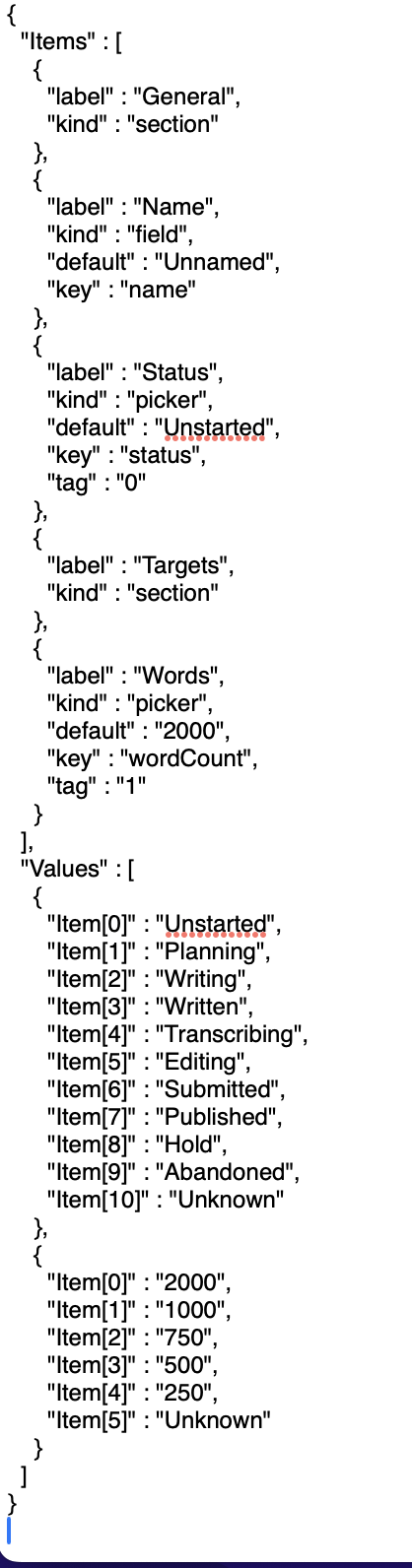 JSON structure